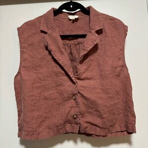 Lou & Grey Sleeveless Button-Down Shirt/Vest Size L